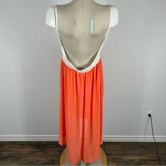 Wet seal White Lace and Orange High-Low Dress L - Picture 3 of 9